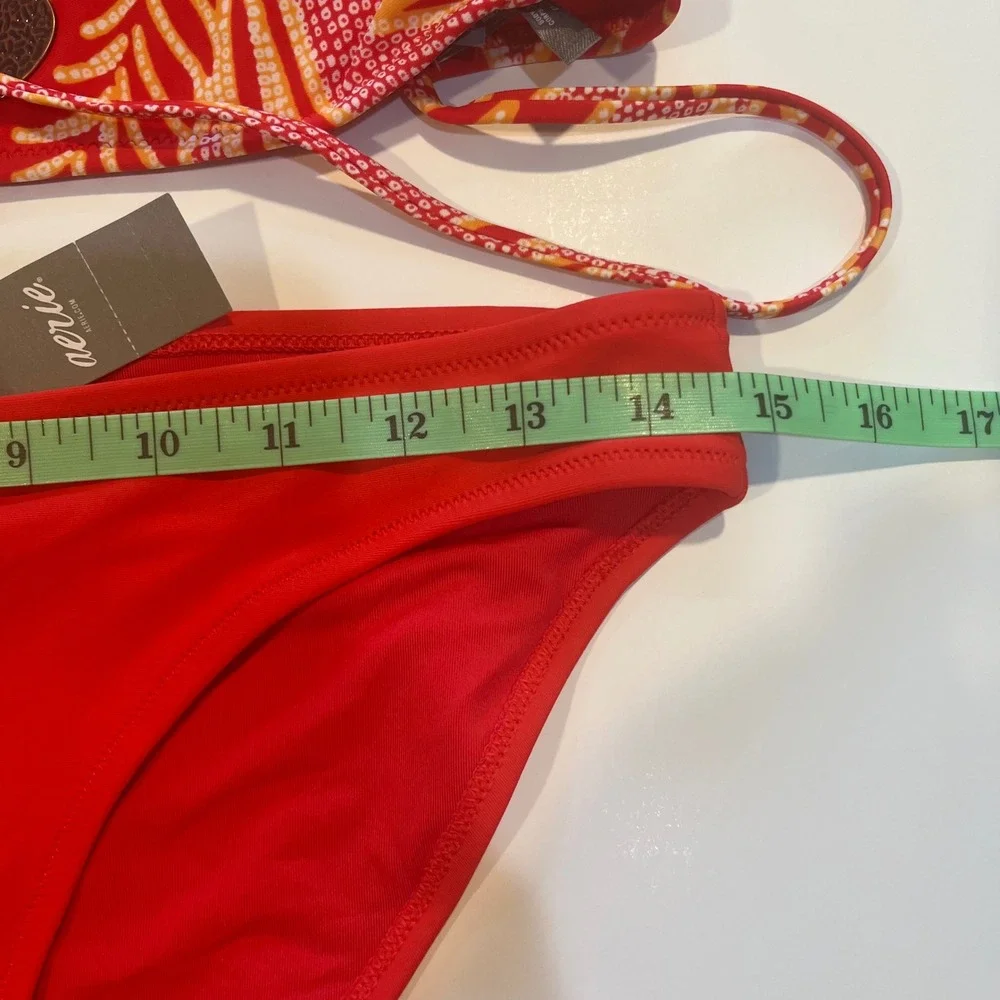 NWT‎ Aerie Bikini Set Deep Coral Tropical Print Starfish Charm Beach Medallion M